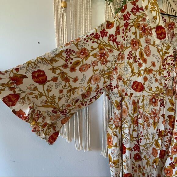 CYNTHIA ROWLEY Women’s Boho Floral Peasant Cottagecore Top Brown Gold Red 2X - Picture 6 of 10